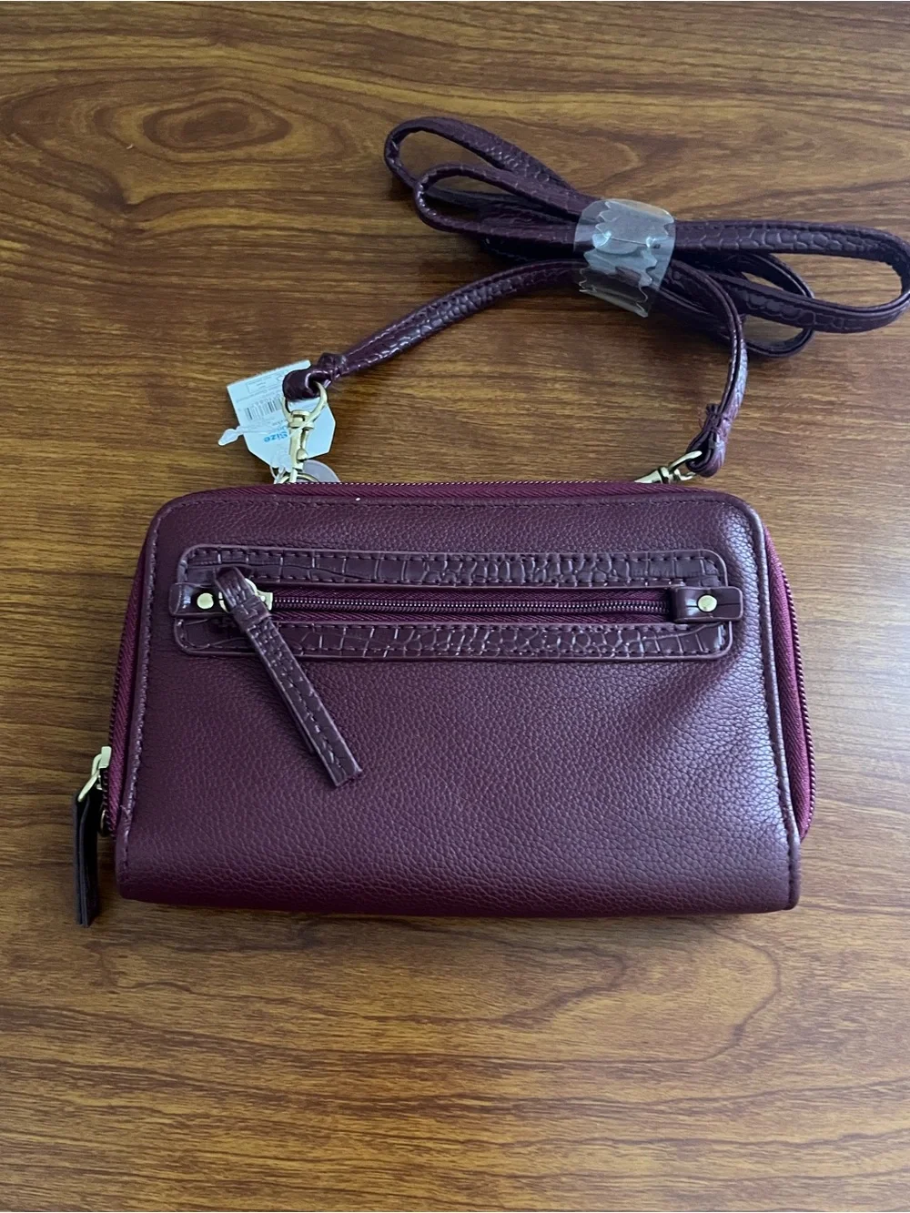NWT TIME & TRU Crossbody Organizing Purse Wallet Faux Vegan Phone Burgundy New